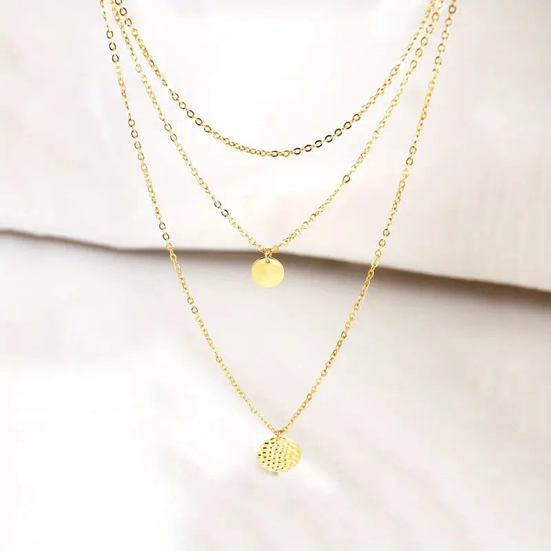 Radiant Multi-Layer Round Pendant Necklace
