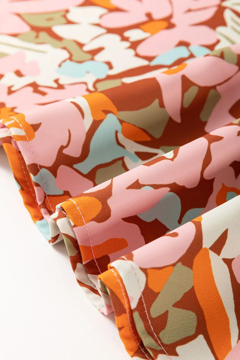 Multicolour Floral Tiered Ruffled Short Sleeve Blouse