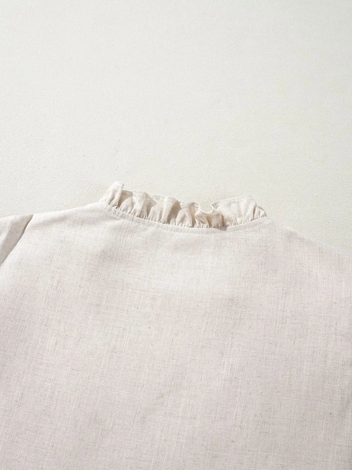 Floral Embroidered Short Sleeve Notched Blouse