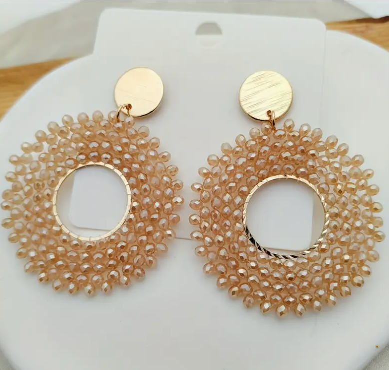 Ella Champagne Circle Drop Earrings