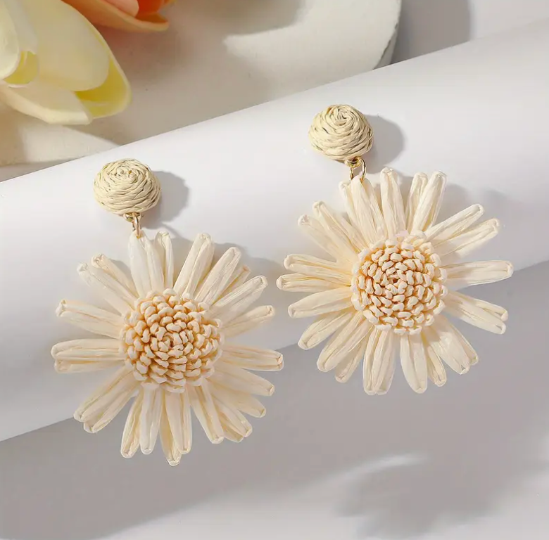 Raffia Sunflower Earrings