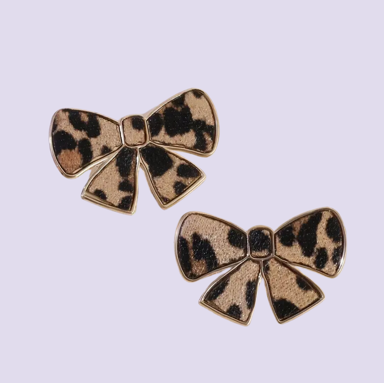 Leopard Bow Stud Earrings