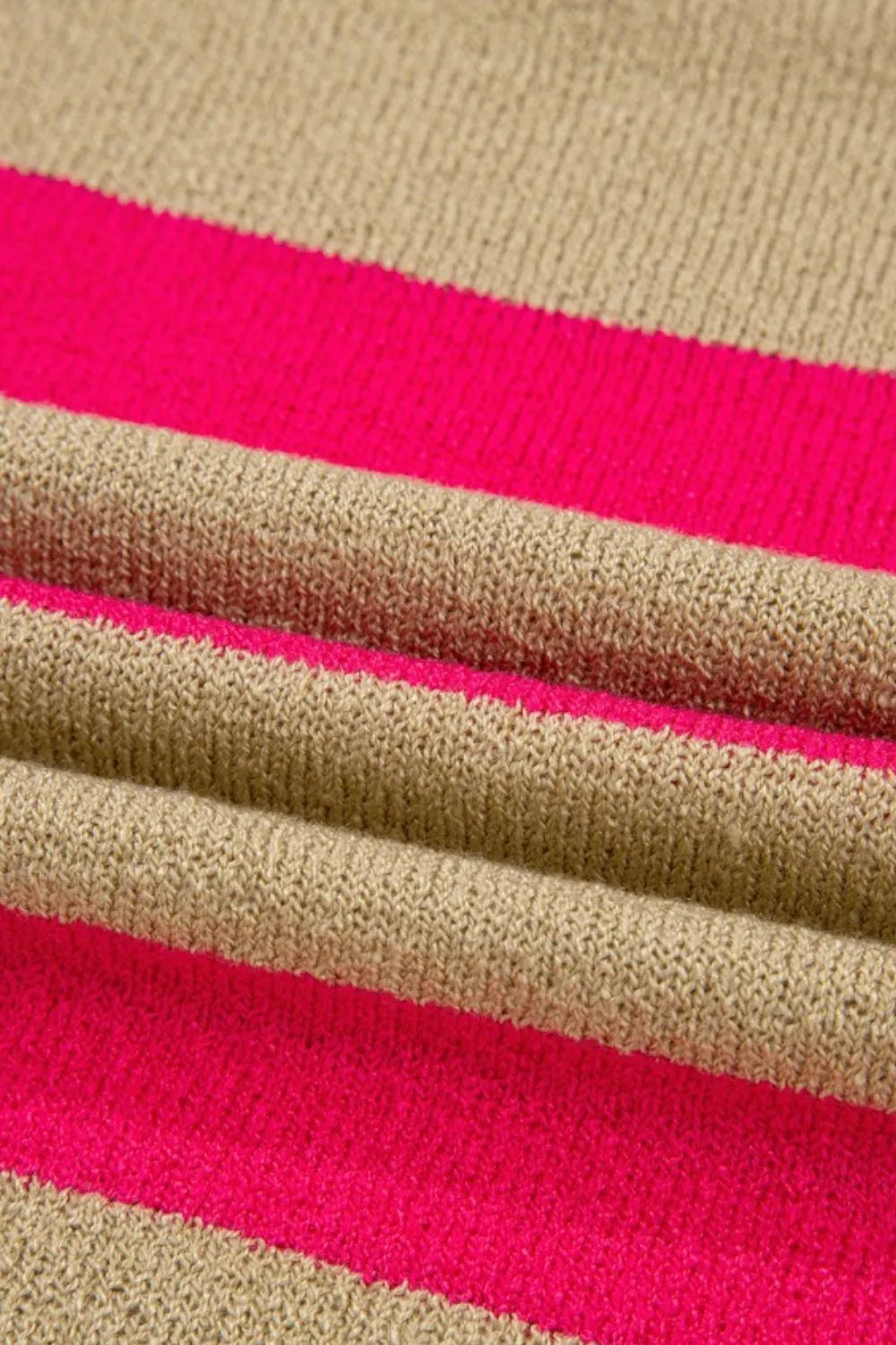 Contrast Striped Crew Neck Lightweight Knit Top