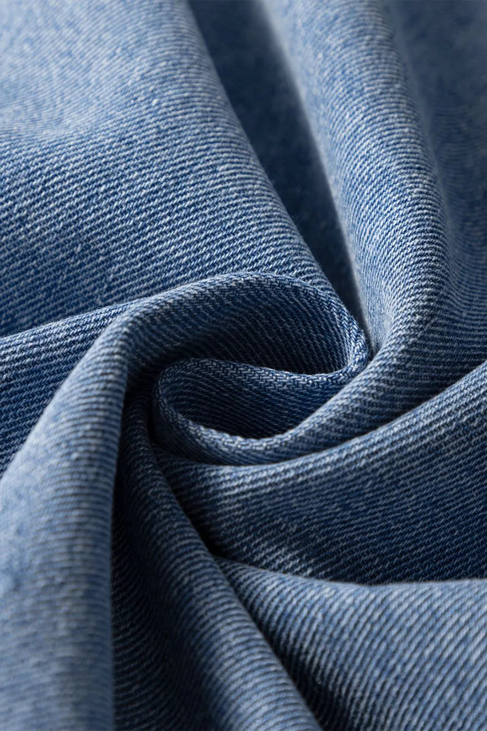 Lapel Collar Peplum Denim Top
