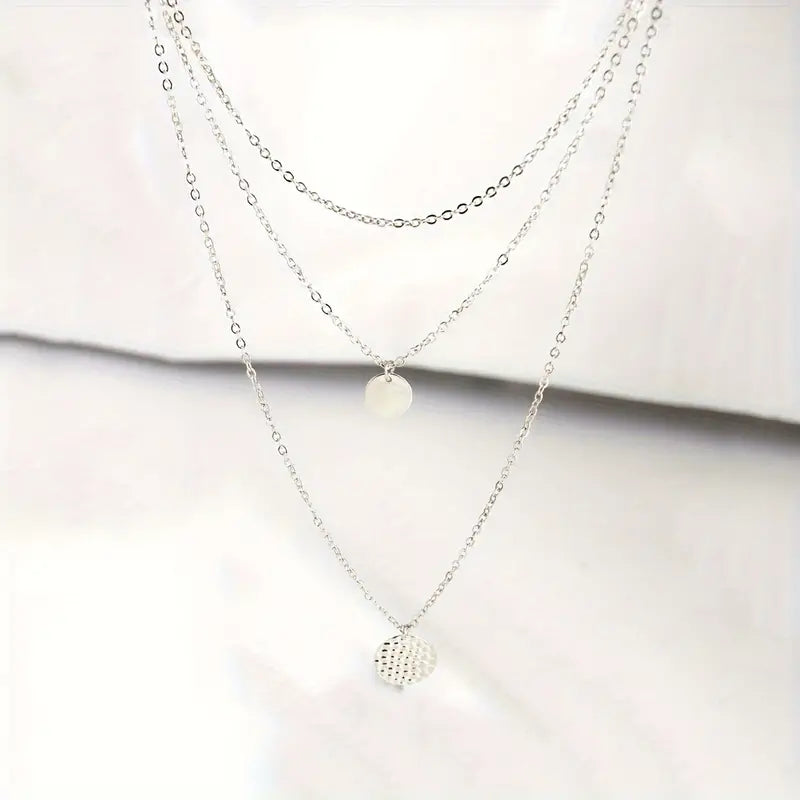 Radiant Multi-Layer Round Pendant Necklace