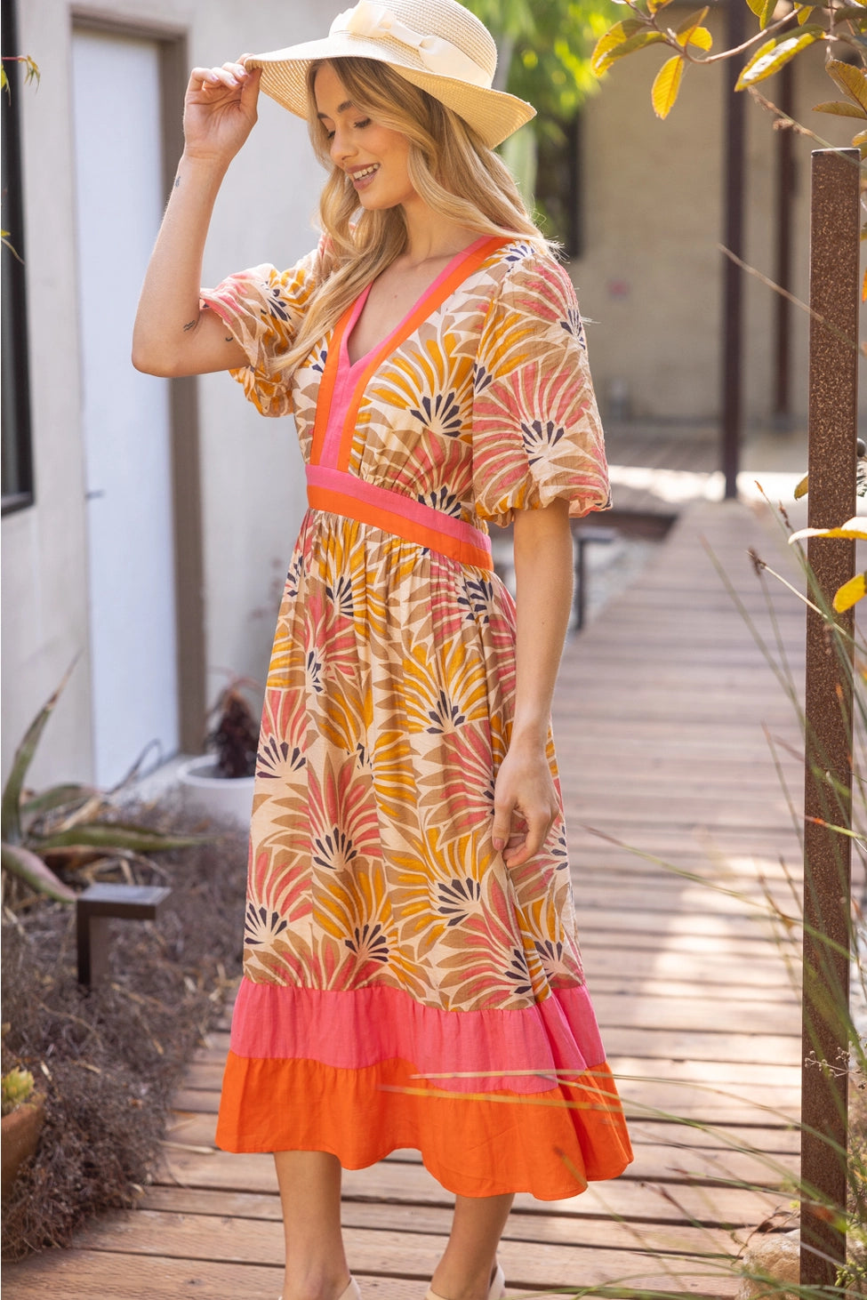 The Sienna Palm Print Midi Dress