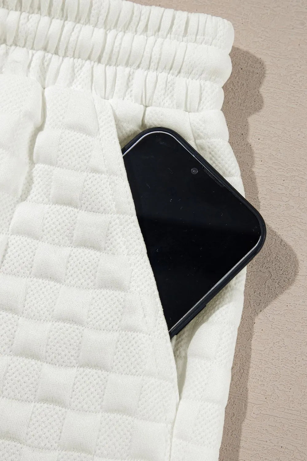 Checkered Texture Top and Shorts Set