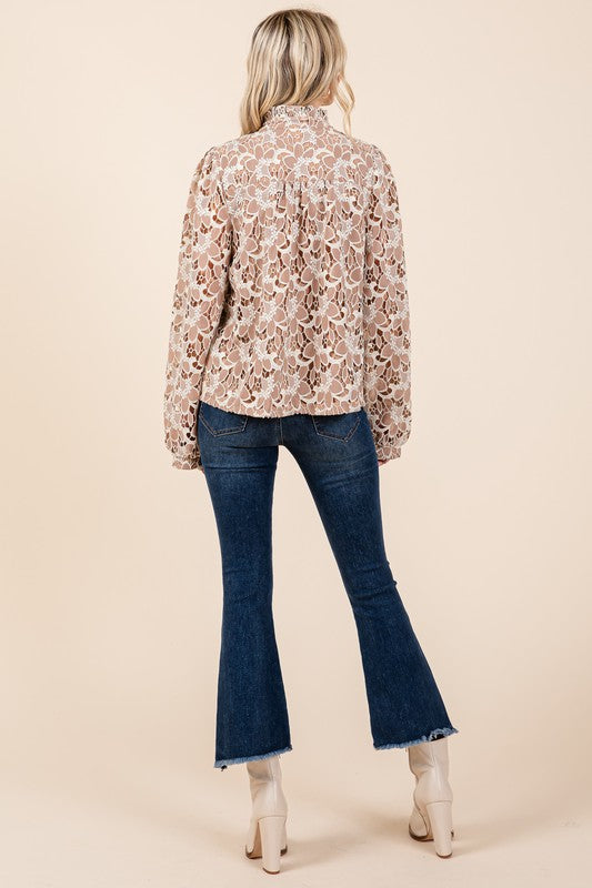 Blossom Lace Button-Up Blouse