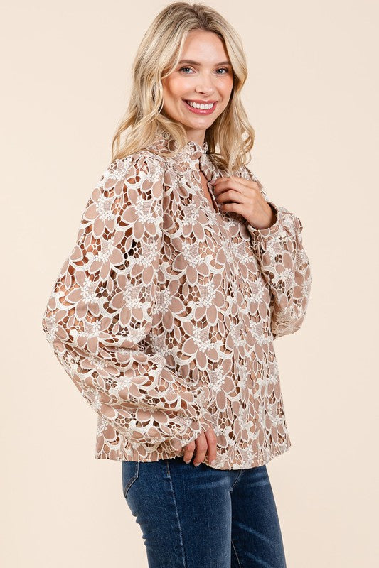 Blossom Lace Button-Up Blouse