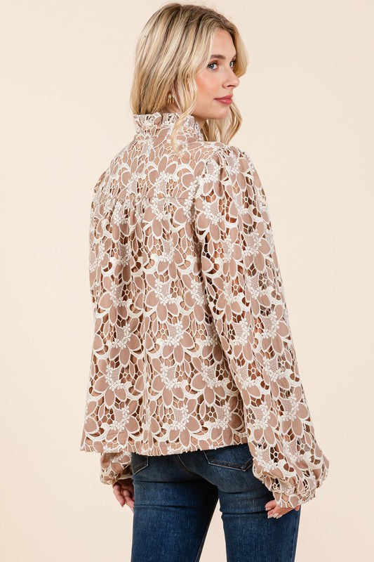 Blossom Lace Button-Up Blouse