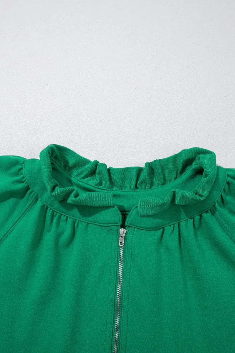 Frill Zip Front Puff Sleeve Top and Skort Set