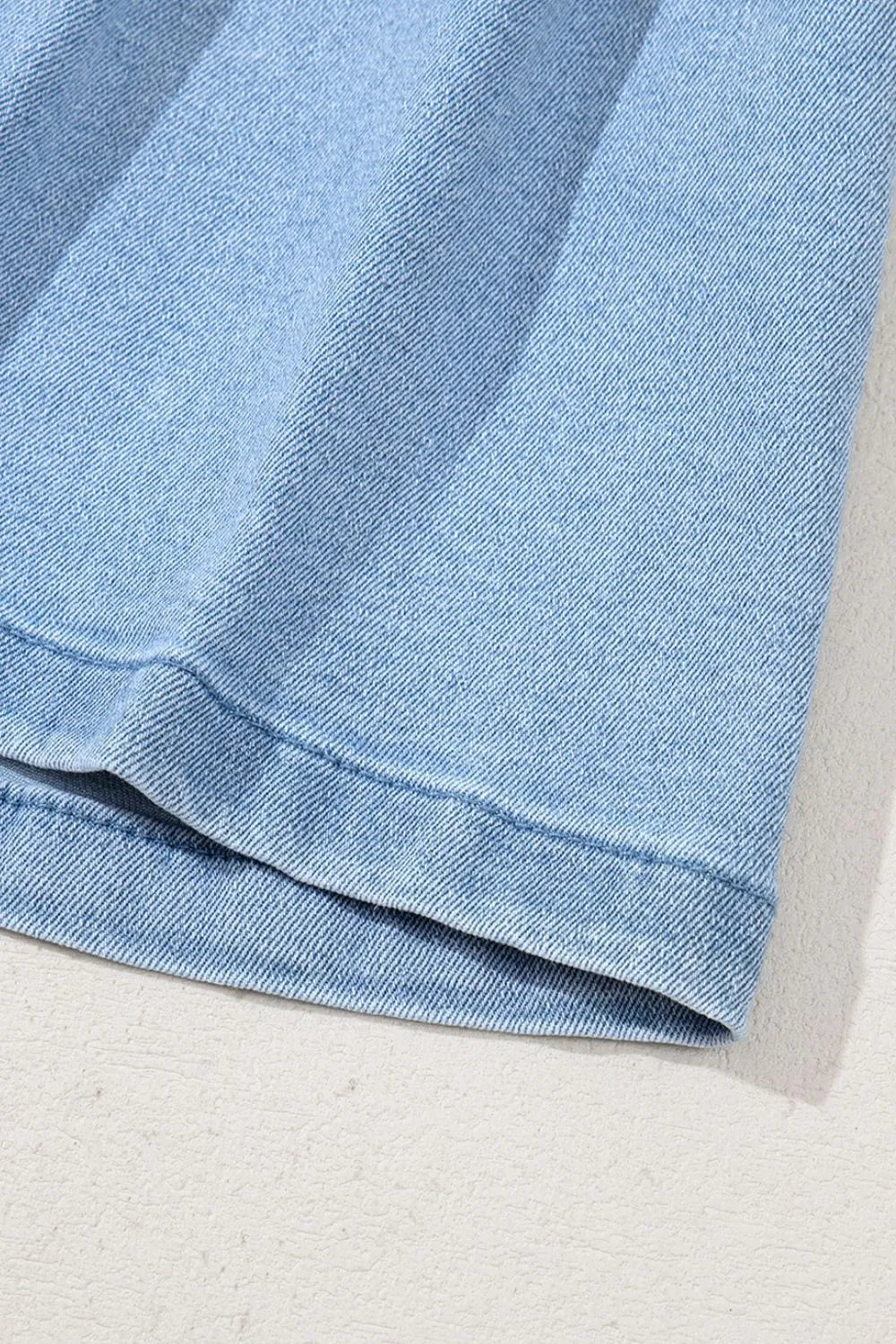 Pleated Patchwork Panel Lightweight Denim Shorts