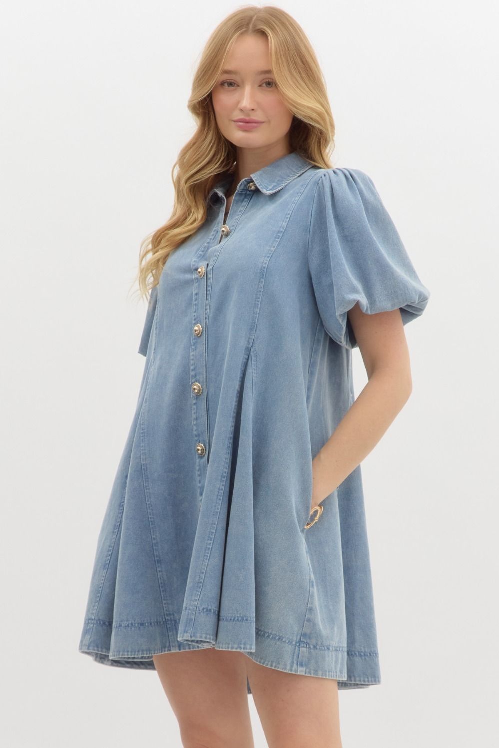 The Harper Denim Swing Dress
