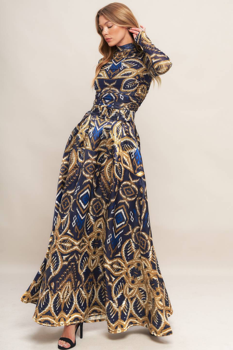 NIGHTFALL DRAPE WOVEN MAXI FULL SKIRT