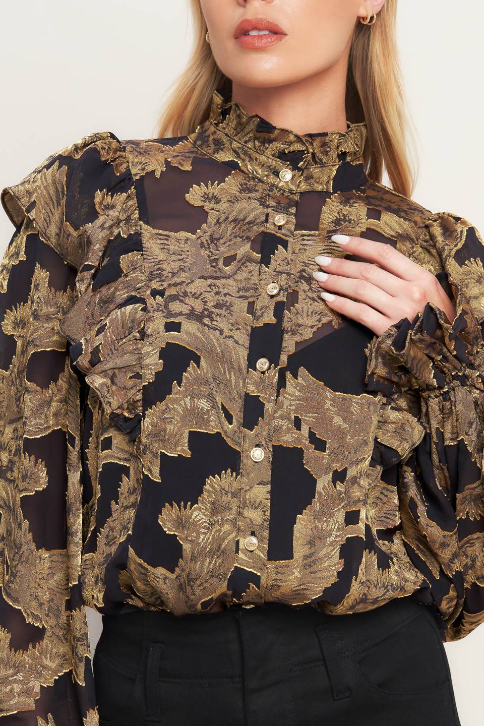 SHADOW GLINT WOVEN TOP