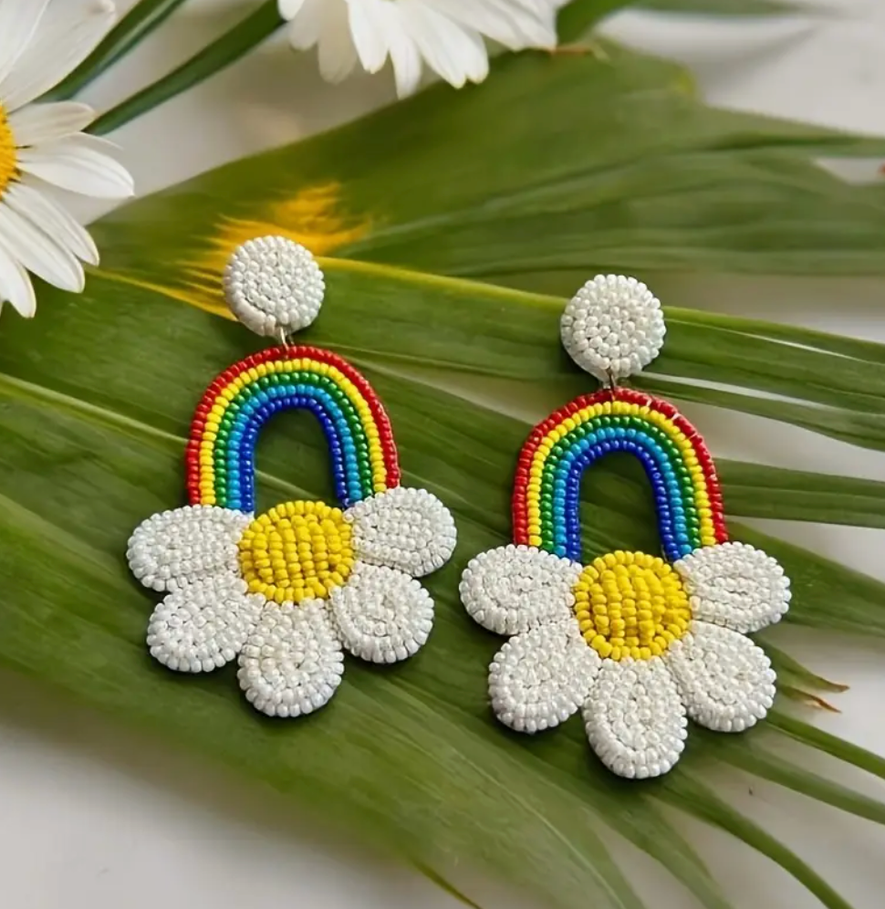Rainbow Beaded Earrings