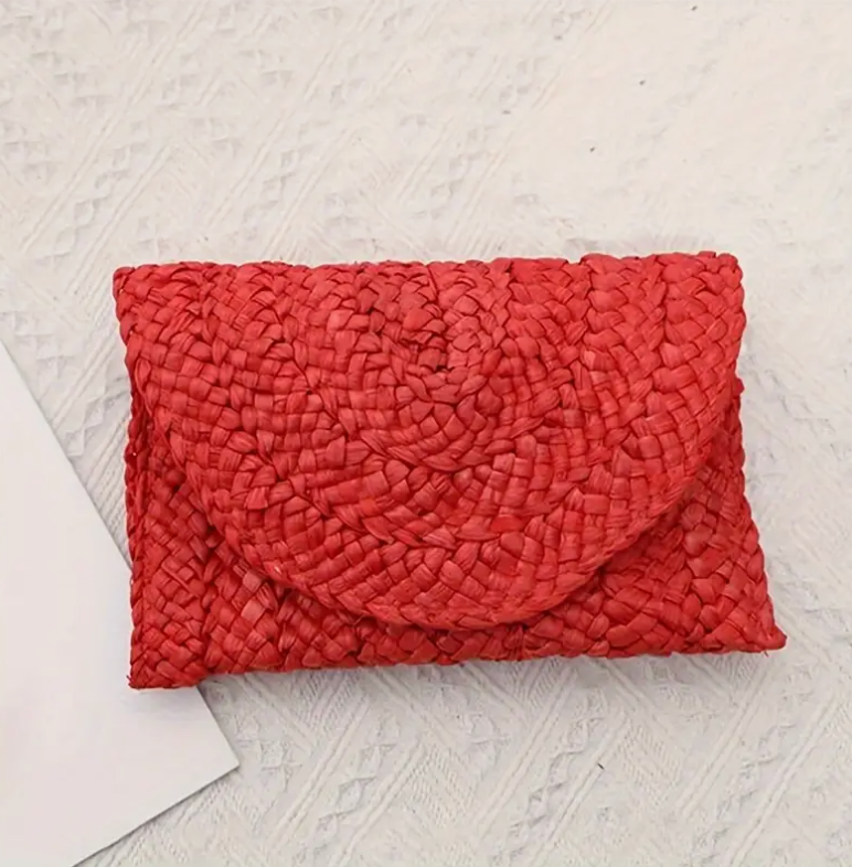 Red Straw Clutch