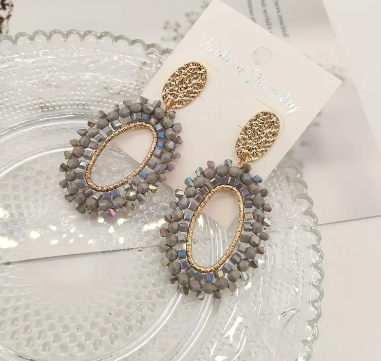 Mia Geometric Elliptical Earrings