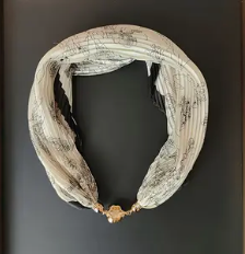 Scarf Necklace Black and White