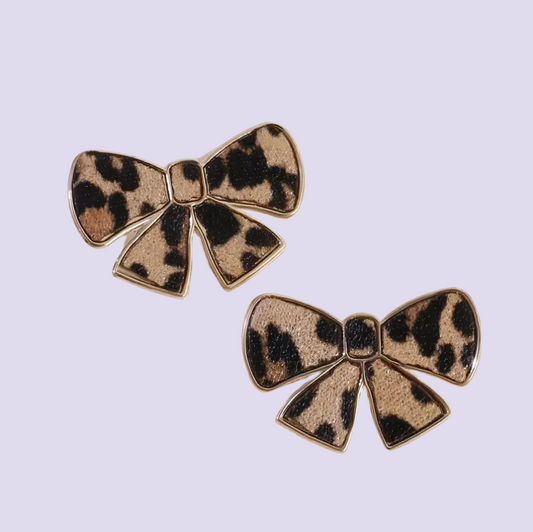 Leopard Bow Stud Earrings