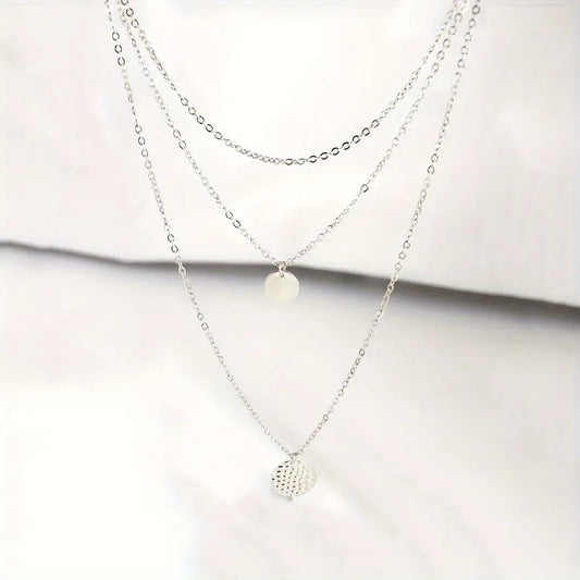Radiant Multi-Layer Round Pendant Necklace