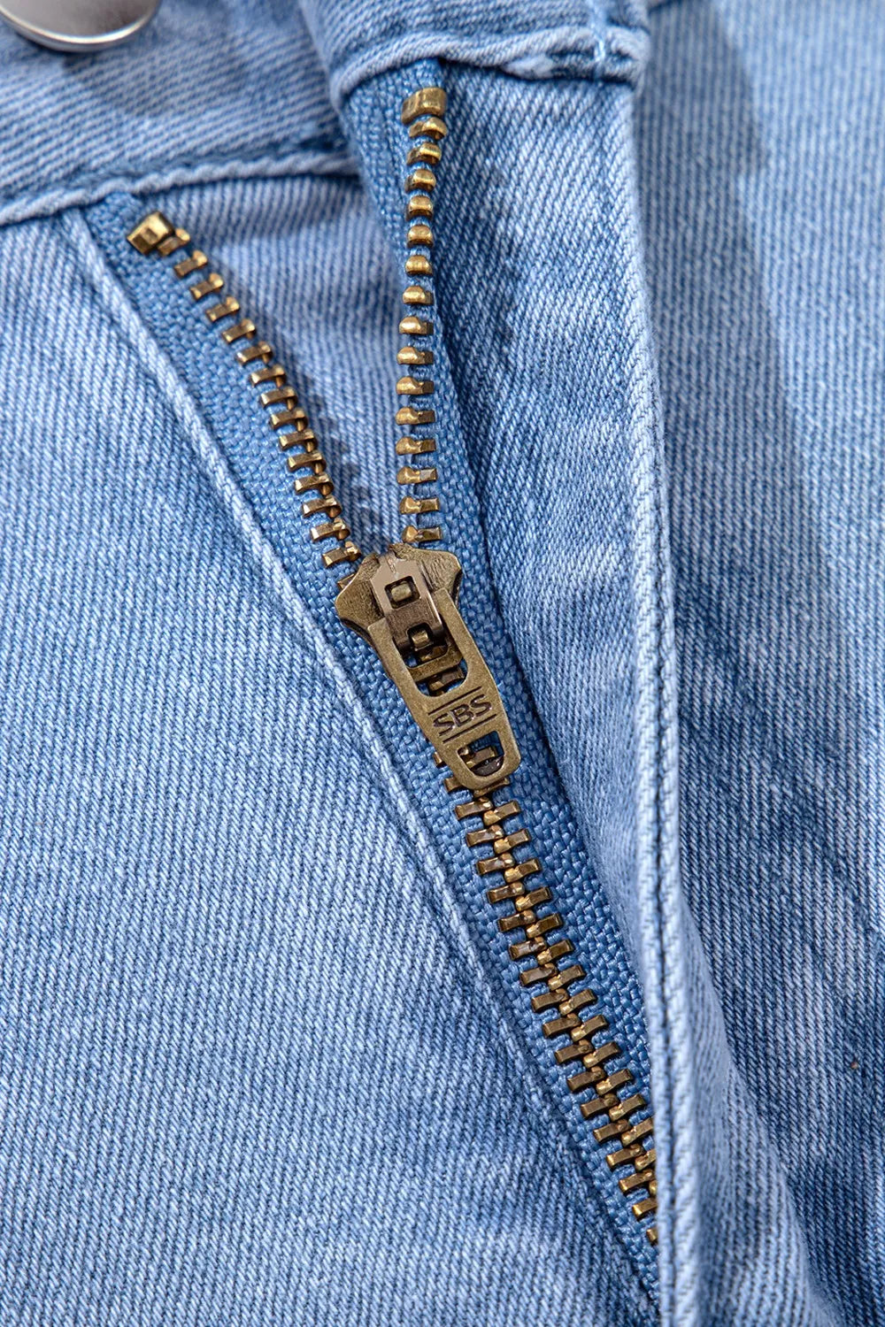 Pleated Patchwork Panel Lightweight Denim Shorts